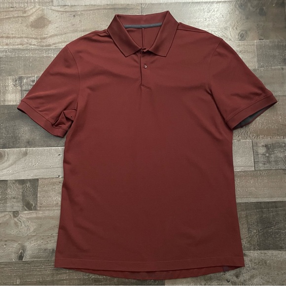Lululemon Athletica Men's Tech Pique Polo Shirt Golf Classic Mahogany Red sz L - Picture 6 of 10